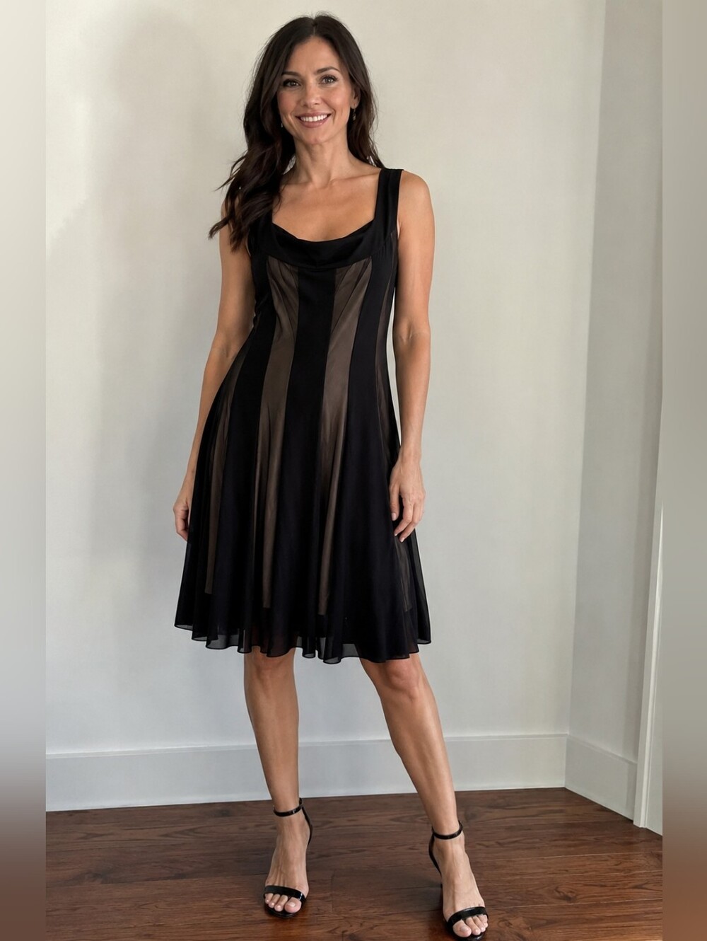 Maggy London Sheer Panel Fit & Flare Dress • Size 10